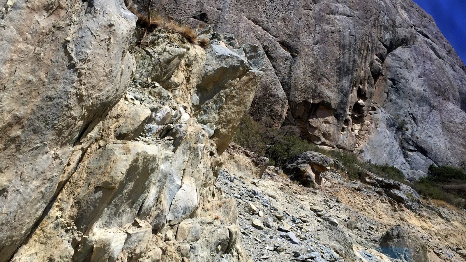 Rocky Asir Mountains slopes in the Southwest Arabian Escarpment shrublands and woodlands region.