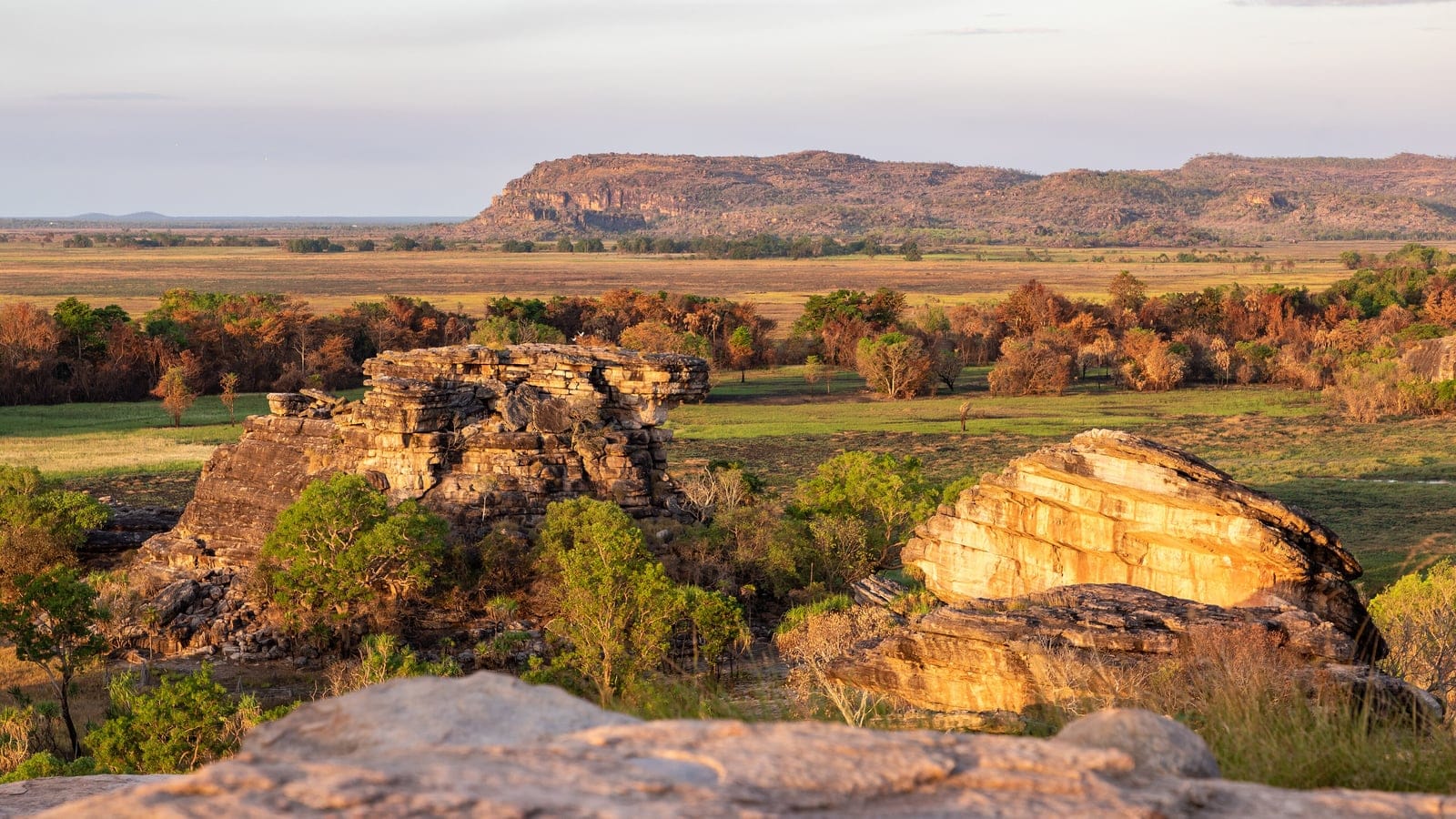 Tropical savanna and sandstone outcrops in Kakadu National Park, Arnhem Land.