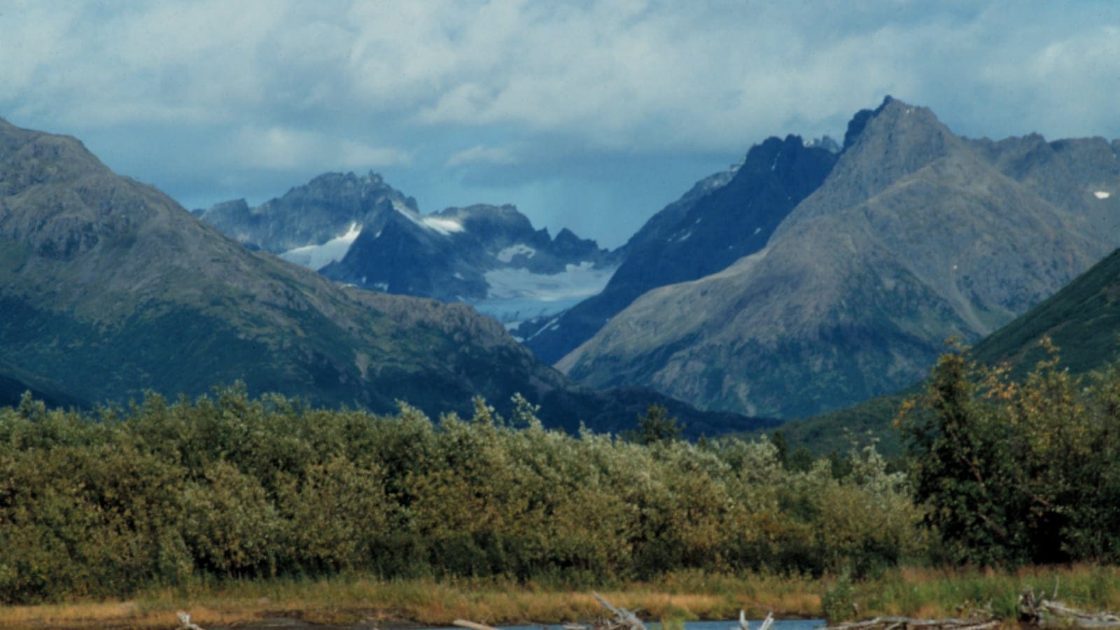 Shrub tundra and mountains in the Ahklun and Wood River Mountains of western Alaska.