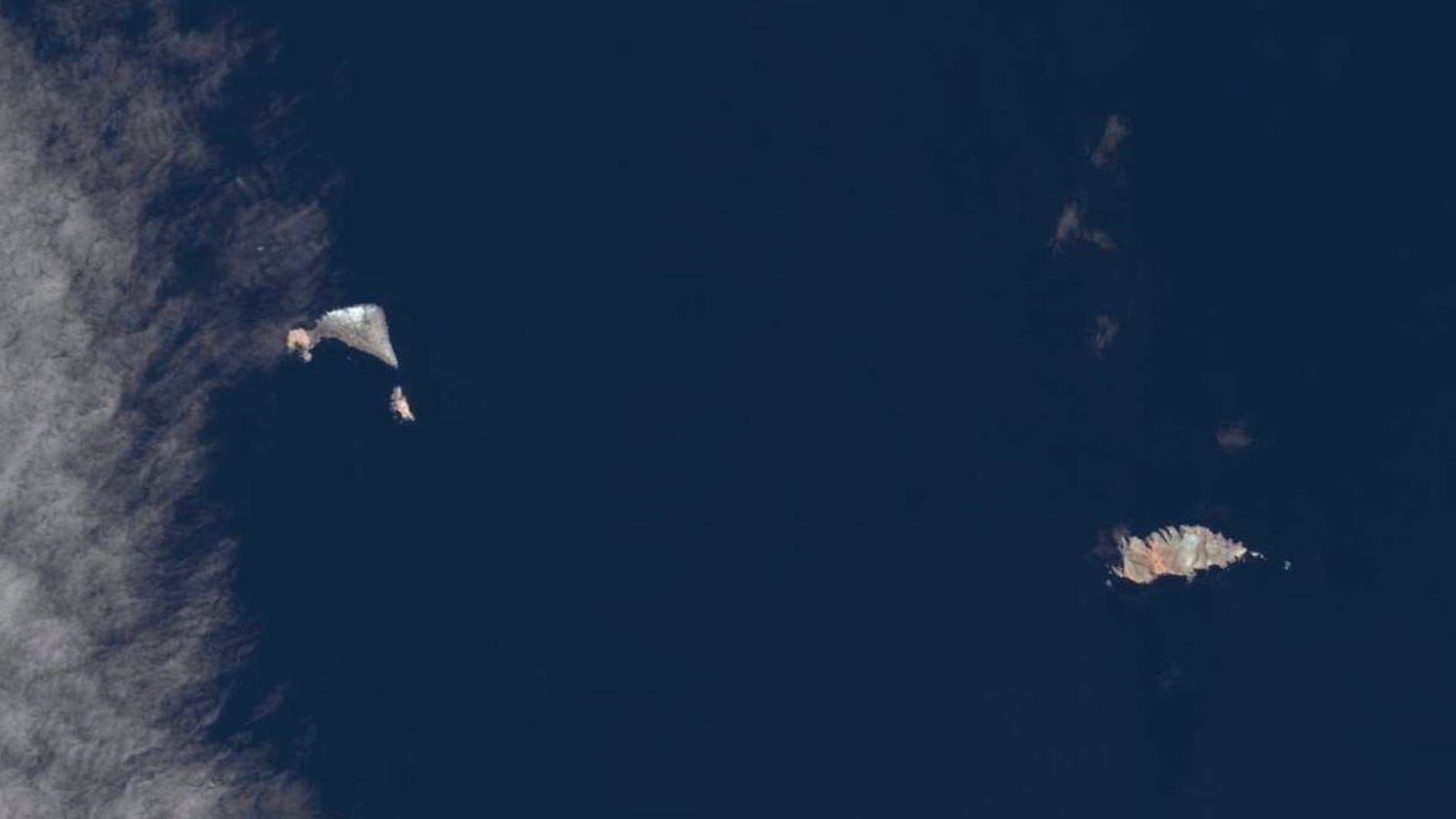 Satellite view of the Desventuradas Islands, Chile.