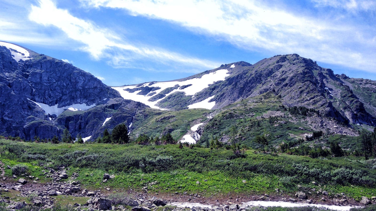 Alpine meadow and tundra landscape in Katun Nature Reserve in the Altai Republic, Russia.