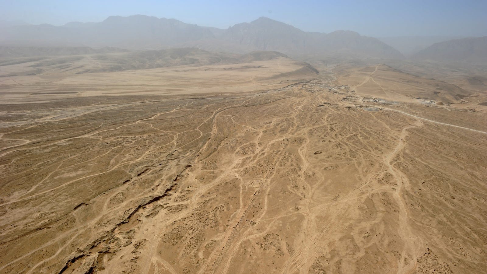 Dry semi-desert basin and low mountains in Balkh Province, Afghanistan.